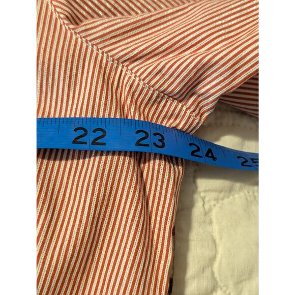 Chico's Red Silver Metallic Stripe Button Front Blouse Womens Size 3 (XL-16) - Picture 8 of 8